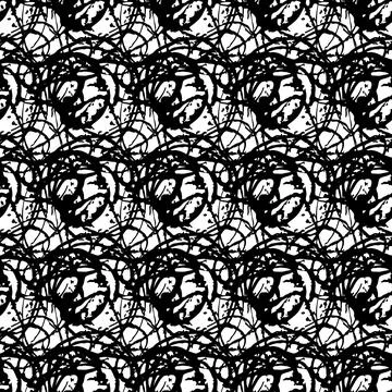 Vector Messy Brush Seamless Pattern Grange Minimalist Geometric Design in Black Stock Illustration