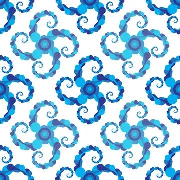 Vector Meta ball Connect Dot Set. Seamless Spiral Blue Molecule chain. Circ.. Stock Illustration