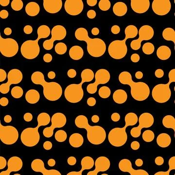 Vector Meta ball Connect Dot Set. Seamless Orange Molecule chain. Circle Shap Illustrazione stock