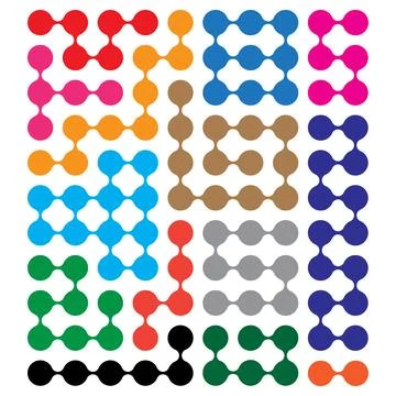 Vector Metaball Connect Dot Set. Molecule chain. Circle Shapes. Abstract Ge.. Illustrazione stock