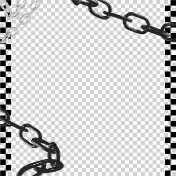 Vector metal chains are forming frame on transparent layer, showing black or 스톡 일러스트