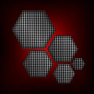 Vector : Metal grill in hexagons on red surface Stock Illustration