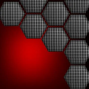 Vector : Metal grill in hexagons on red surface Stock Illustration