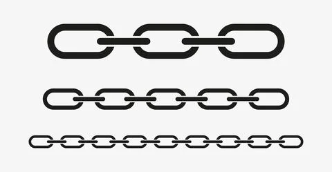 Vector metal iron chain set on white background. Illustrazione stock