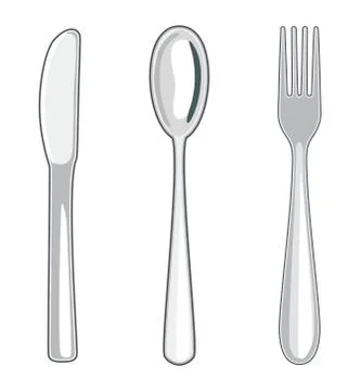 Vector metal knife, spoon and fork Stock Illustration