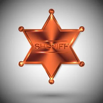 Vector metal sheriff star isolated on white background. vector six-pointed st Stock Illustration