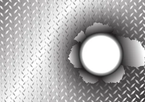 Vector : Metal surface and tear hole background Stock Illustration