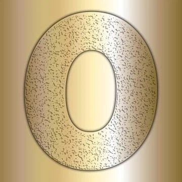 Vector metalic gold digits with grain texture, digit 0 Stock Illustration