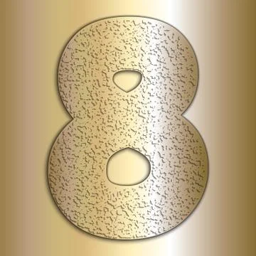 Vector metalic gold digits with grain texture, digit 8 Stock Illustration