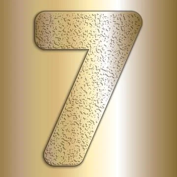 Vector metalic gold digits with grain texture, digit 7 Stock Illustration