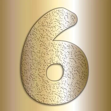 Vector metalic gold digits with grain texture, digit 6 Stock Illustration