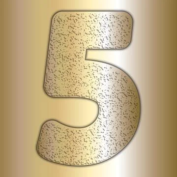 Vector metalic gold digits with grain texture, digit 5 Illustrazione stock