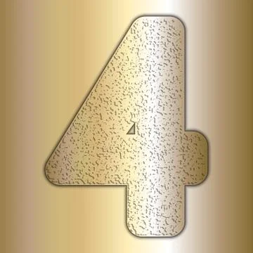 Vector metalic gold digits with grain texture, digit 4 Stock Illustration