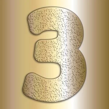 Vector metalic gold digits with grain texture, digit 3 Stock Illustration