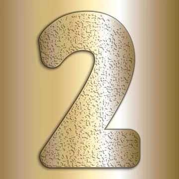 Vector metalic gold digits with grain texture, digit two Stock Illustration