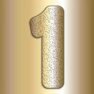 Vector metalic gold digits with grain texture, digit 1 Stock Illustration