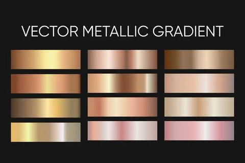 Vector metallic gradient set in gold, rose and champagne tones Stock Illustration