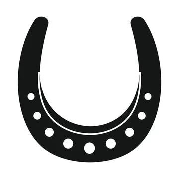 Vector metallic horseshoe black simple icon isolated Stock Illustration