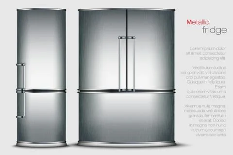 Vector metallic refrigerator Stock Illustration