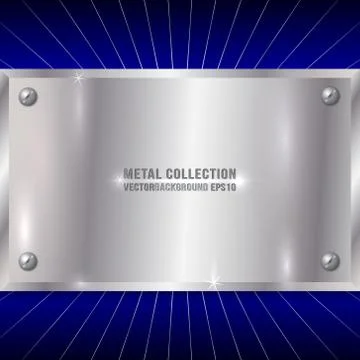 Vector Metallic Silver Plate on Blue Background Stock Illustration