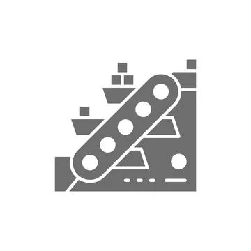 Vector metallurgy conveyor, mining industry gray icon. Stock Illustration