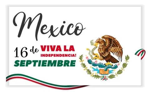 Vector Mexico Independence Day 16 September Celebration Card on white backgro Stock Illustration