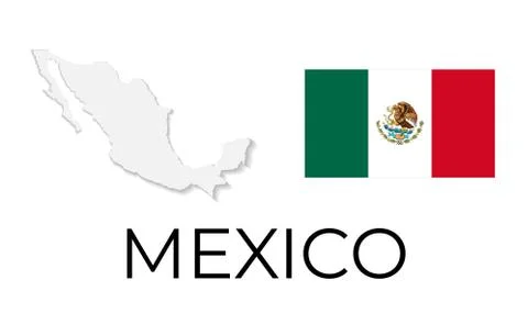 Vector of Mexico map with flag isolated on white background Stock Illustration