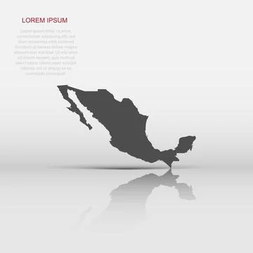 Vector Mexico map icon in flat style. Mexico sign illustration pictogram. C.. Stock Illustration