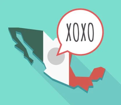 Vector of Mexico map with    the text XOXO Stock Illustration