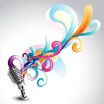 Vector mic with floral Stock Illustration