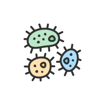 Vector microbe, bacteria flat color line icon. Stock Illustration