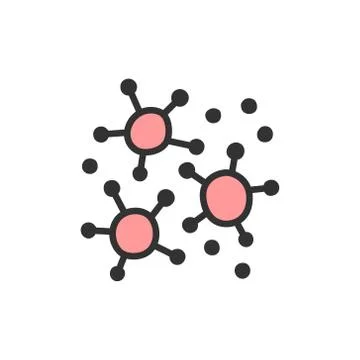 Vector microbes, bacteria flat color line icon. 스톡 일러스트