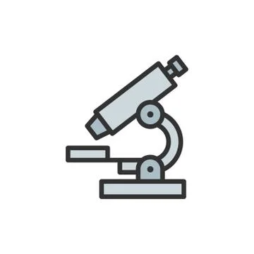 Vector microscope flat color line icon. Isolated on white background Stock Illustration