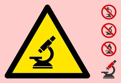 Vector Microscope Warning Triangle Sign Icon Illustrazione stock