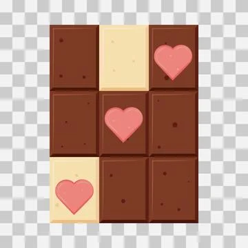 Vector Milk Chocolate and White Chocolate with pink hearts on transparent b.. Stock Illustration