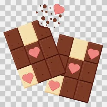 Vector Milk Chocolate and White Chocolate bars with pink hearts on transpar.. Stock Illustration