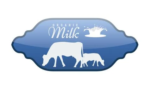 Vector Milk Label with milk splash and cow silhouette. Stock Illustration