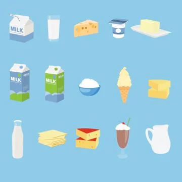 Vector Milk Related Icon Set Stock Illustration