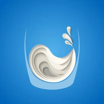 Vector milk splash paper cut concept poster Stock-Illustration