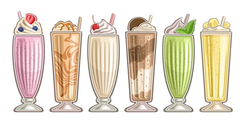 Vector Milkshake Set Ilustración de archivo