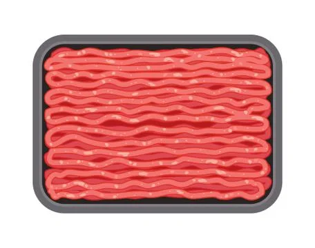 Vector minced meat in plastic tray Stock Illustration