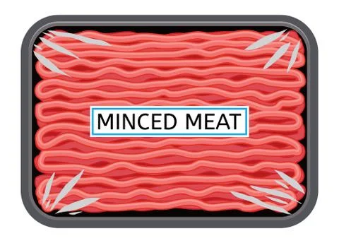 Vector minced meat in plastic tray Stock Illustration