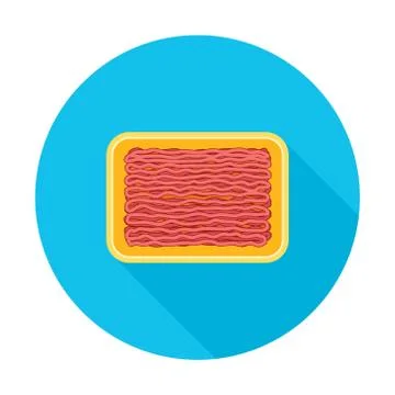 Vector minced meat in yellow plastic tray Stock Illustration