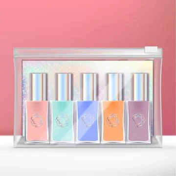 Vector Mini Nail Polish Set with Holographic Back Card Stock Illustration