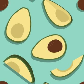 Vector Minimal Avocado Seamless Pattern Stock Illustration