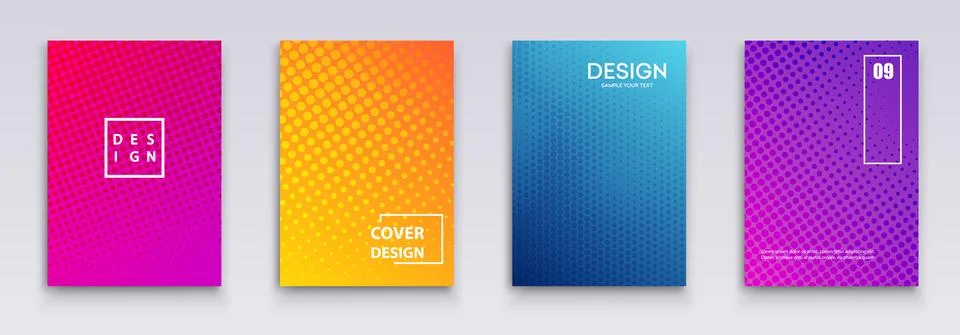 Vector Minimal covers design. Geometric halftone gradients. Stock Illustration