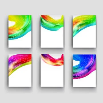 Vector minimal curve liquid spark wave set background with shadow and space f Stock Illustration