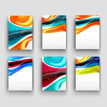 Vector minimal curve liquid spark wave set background with shadow and space f Stock Illustration