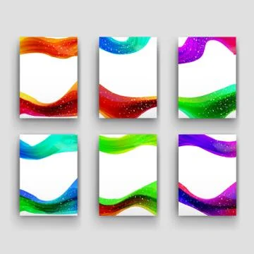 Vector minimal curve liquid spark wave set background with shadow and space f Stock Illustration