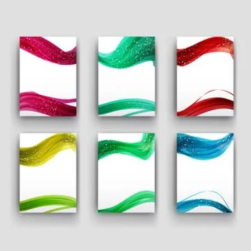 Vector minimal curve liquid spark wave set background with shadow and space f Stock Illustration